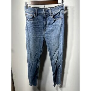 The Daze Jeans Women's 27 Distressed Hug Skinny Medium Wash High Rise Denim Blue